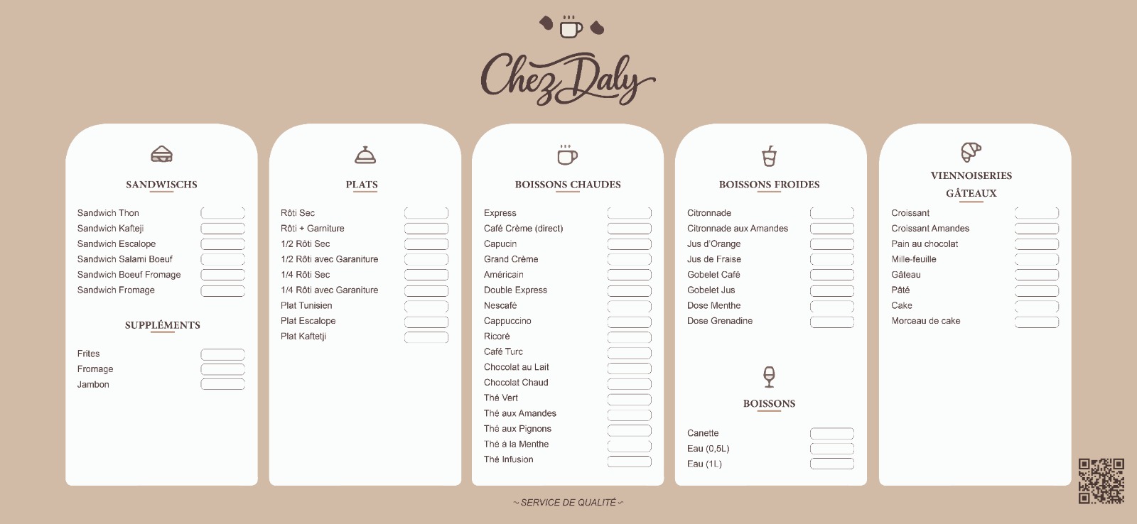 Notre Menu